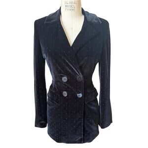 Nicole Shante Black Velvet Rainbow Polka Dot Blazer Size 4